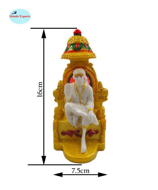 SHINDE EXPORTS shirdi saibaba Marble Idol Statue murti Home Murty for car (White, 16cm)