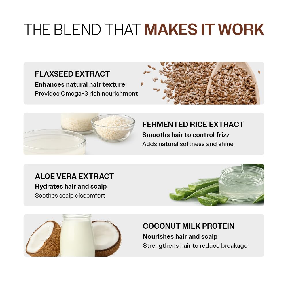 Bare Anatomy Nature x Science Flaxseed & Rice Water Hair Gel | Smoothes Hair & Controls Frizz | Lightweight, Non-Sticky & Non-Crunchy Formula | Enhances Natural Hair Texture & Shine | 300ml
