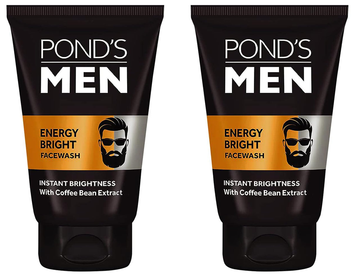 Pond's Men Energy Bright Anti-Dullness Facewash With Coffee Bean, 100 g (Pack of 2)