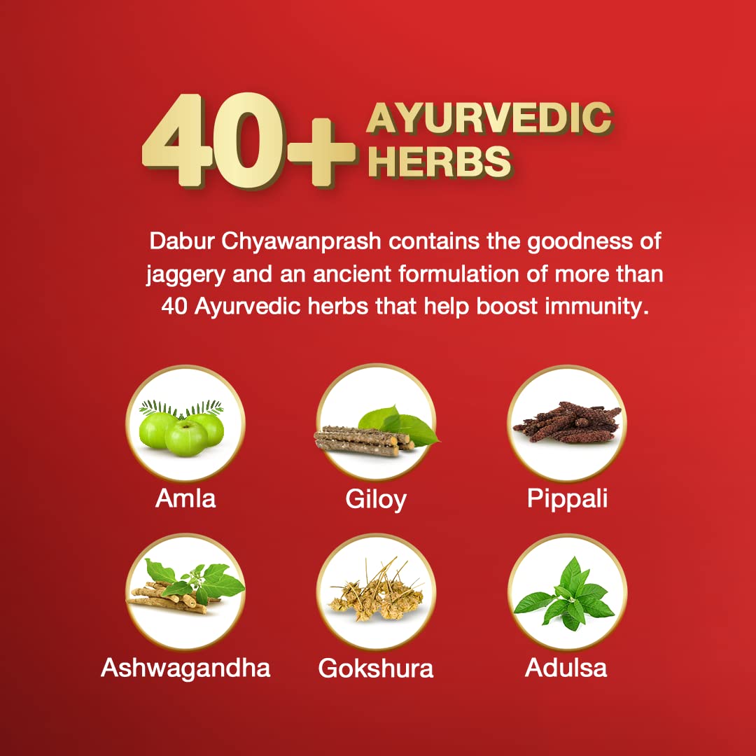 Dabur Chyawanprash Awaleha - 900g | With Goodness of Gur (Jaggery)| 3X Immunity Action | No added Sugar | Helps Improve Digestive & Respiratory Health | With Goodness of 40+ Ayurvedic Herbs