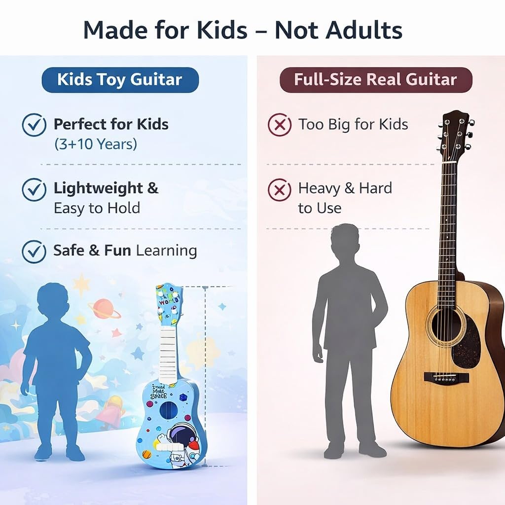 Toy Imagine™ Toy Guitar for Kids | 4 String Ukulele Guitar for Beginners | Musical Instrument Toy Gift for Boys Girls Age 3–10 |Toddlers & Children (21-Inch Space)