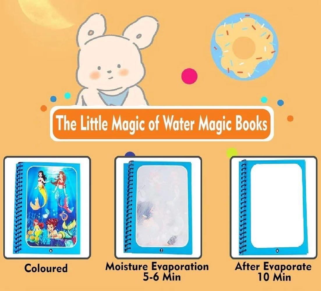 Toy Imagine Water Magic Coloring Books for Kids with 4 Refillable Pens Pack