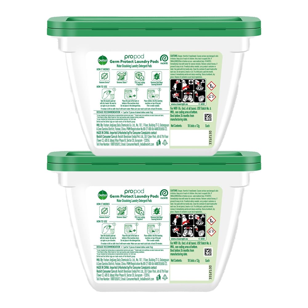 Dettol 4 in 1 Laundry Detergent Pods 18pcs, (Pack of 2)
