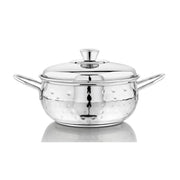 Vinod Stainless Steel Milano Hammered Serving Casserole with Steel Lid & Side Handle 1230 ml, 16 cm