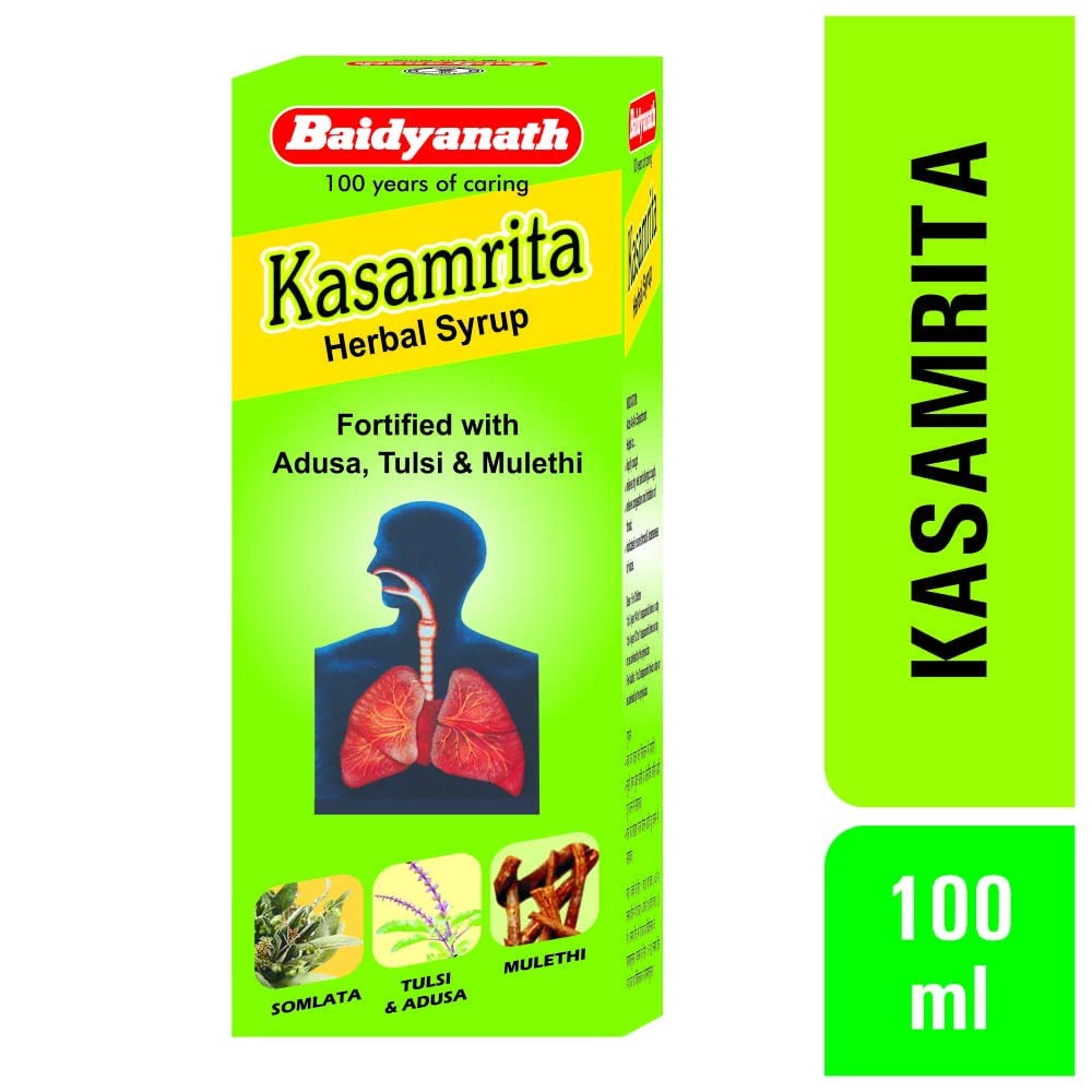 Baidyanath Asli Ayurved Kasamrit Herbal I Ayurvedic Tonic For Cough And Cold I 100ml (Pack of 4)