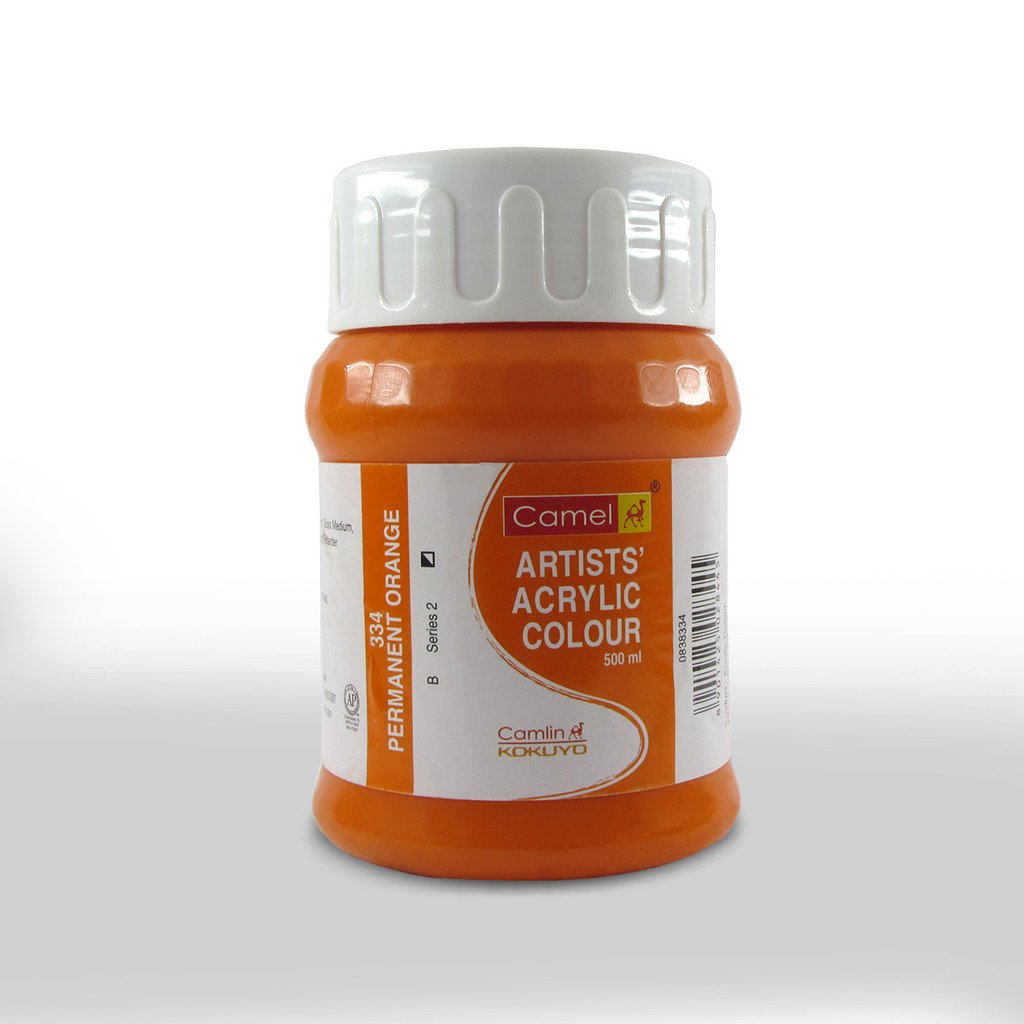 Camel Camlin Kokuyo Artist Acrylic Colour (Permanent Orange, 500 ml, Series 2)