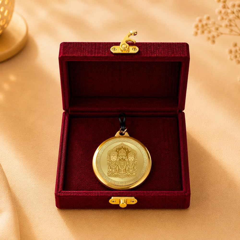 DIVINITI 24K Gold Plated Double-Sided Religious Pendant with Premium Gift Box, Spiritual Locket for Men & Women, Devotional Jewellery for Gifting & Everyday Wear | Jagannath & Temple