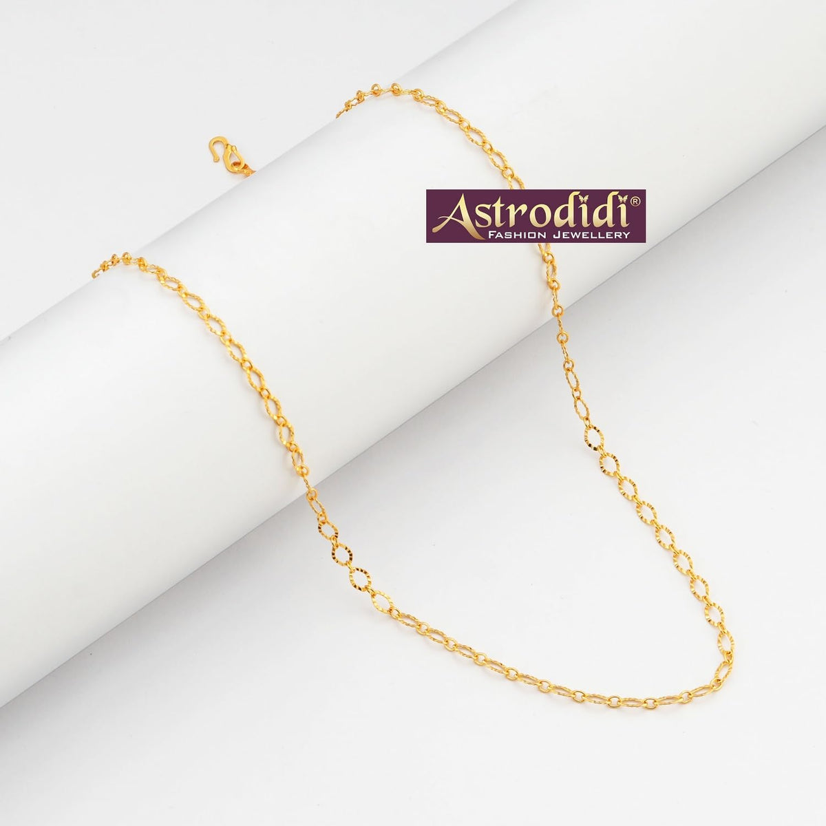 ASTRODIDI Gold Plated Chain | 24 Inch Stylish Light Weighted Golden Brass Neck Chain For Girls Women Men Boys (CHAIN-BALA-11)