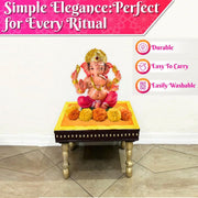 Bhakti Lehar Orange Velvet Pooja Cloth | Aasan for God Idol Sitting, Mandir Shelf, Puja Chowki Table and Home Temple Decoration - Pack of 4 (18 x 18 Inch)