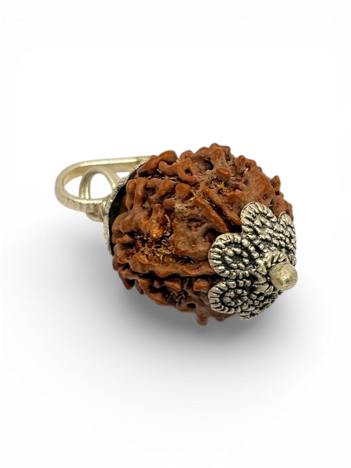 RUDRADIVINE 4 Mukhi Nepali Rudraksha with Silver Plated Pendant – Original Bead for Wisdom, Knowledge & Communication