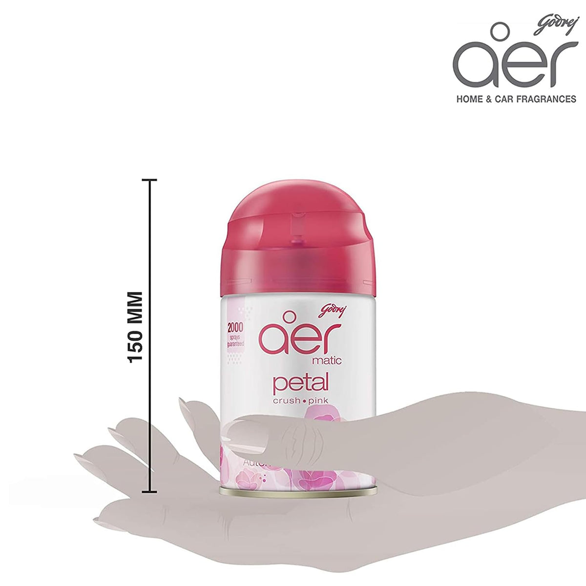 Godrej aer Matic Automatic Room Fresheners Refill Pack | Petal Crush Pink | 2000 Sprays Guaranteed | Lasts up to 60 days (210ml)