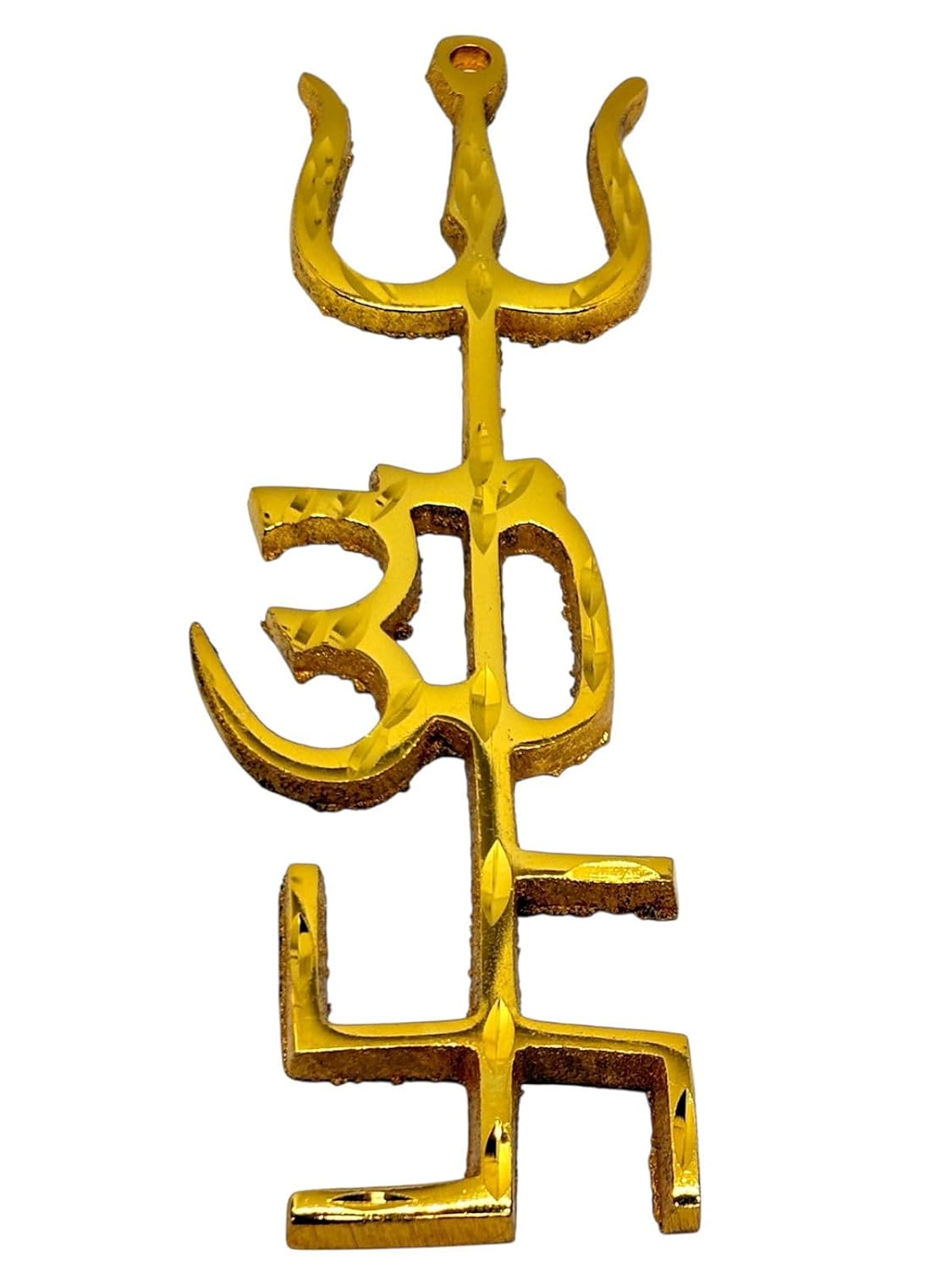 RUDRADIVINE Ashtdhatu Tri Shakti Yantra Om Swastik Trishul Vastu Sticker for Home Entrance, Protection, Prosperity & Positive Energy Symbol (4 Inches)