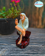 SHINDE EXPORTS shirdi saibaba Marble Idol Statue murti Home Murty for car Dashboard for Pooja Room (6.5 inches)