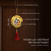 Diviniti 24K Gold Plated Shiv Parvati Double Sided Hanging with Om Symbol for Home Entrance Door, Vastu Spiritual Decor, Religious Hanging, Blessings, Love & Positive Energy Gift Item