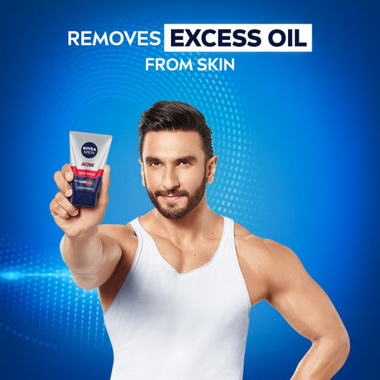 NIVEA MEN Acne Control Face Wash 50 g | With Magnolia Bark Extracts for 12 Hr Oil Control in Summer | Fights Dirt and Oil | For Oily Skin