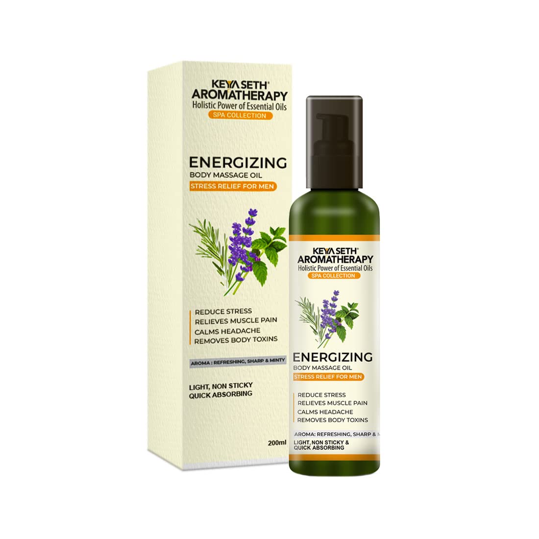 KEYA SETH AROMATHERAPY, DEVICE OF DROP Energizing Body Massage Oil For Men, Reduce Stress, Relieves Muscle Pain, Calms Headaches & Removes Body Toxins (200 Ml)