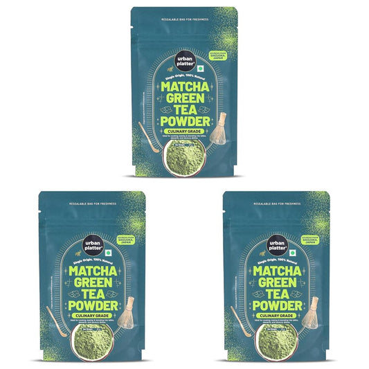 Urban Platter Japanese Culinary-grade Matcha Green Tea Powder, 20g (Sourced from Shizuoka, Japan | Stone-Ground | Antioxidant-rich) (Pack of 3)