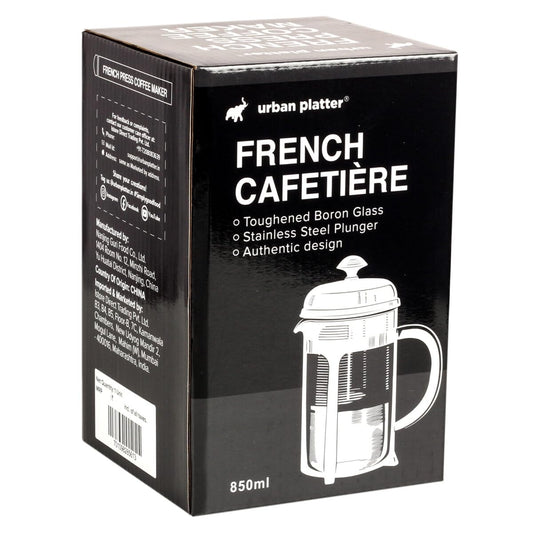 Urban Platter French Press Coffee Maker Pot, 850ml [Toughened Boron Glass, Stainless Steel Plunger]