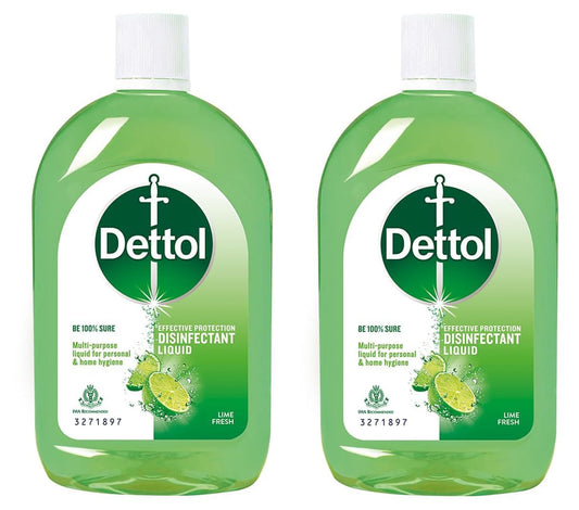 Dettol Liquid Disinfectant for Floor Cleaner, Surface Disinfection, Personal Hygiene (Lime Fresh, 550ml) (Pack of 2)