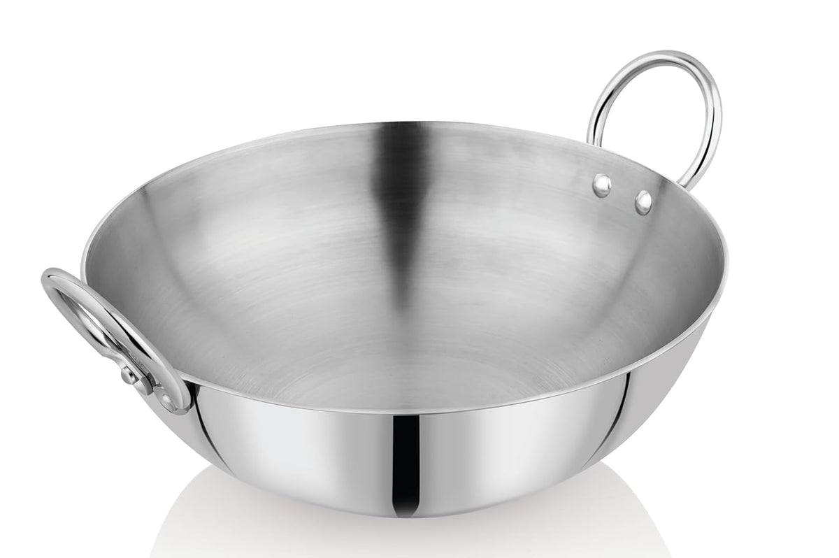 Vinod Brand Claro Heavy Gauge Stainless Steel Plain Kadhai, 2.5 MM(22 cm)