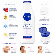 NIVEA Perfect & Radiant Body Lotion 400ml | Daily Moisturizer for Even Skin Tone & Natural Radiance | With Licorice & Berry Extracts