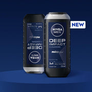 Nivea Men Body Wash, Deep Impact, 3 In 1 Shower Gel For Body, Face & Hair, With Microfine Clay, 250ml