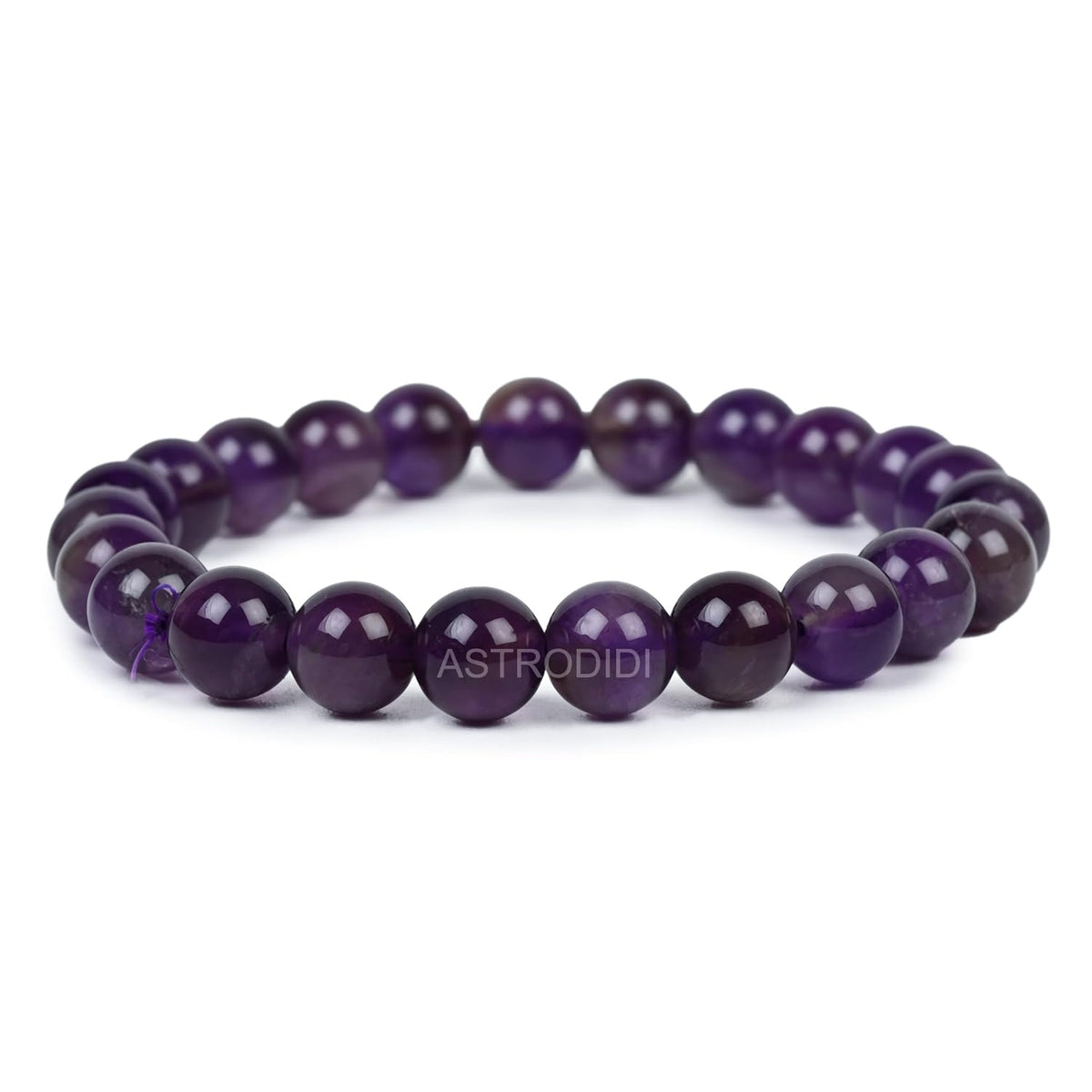 Astrodidi Natural Certified Amethyst Stone Bracelet for help in Promoting Calmness, Relieving Stress and Enhancing Spiritual Awareness | Reiki Feng-Shui Healing Crystal Gemstone Bracelet for Men and Women