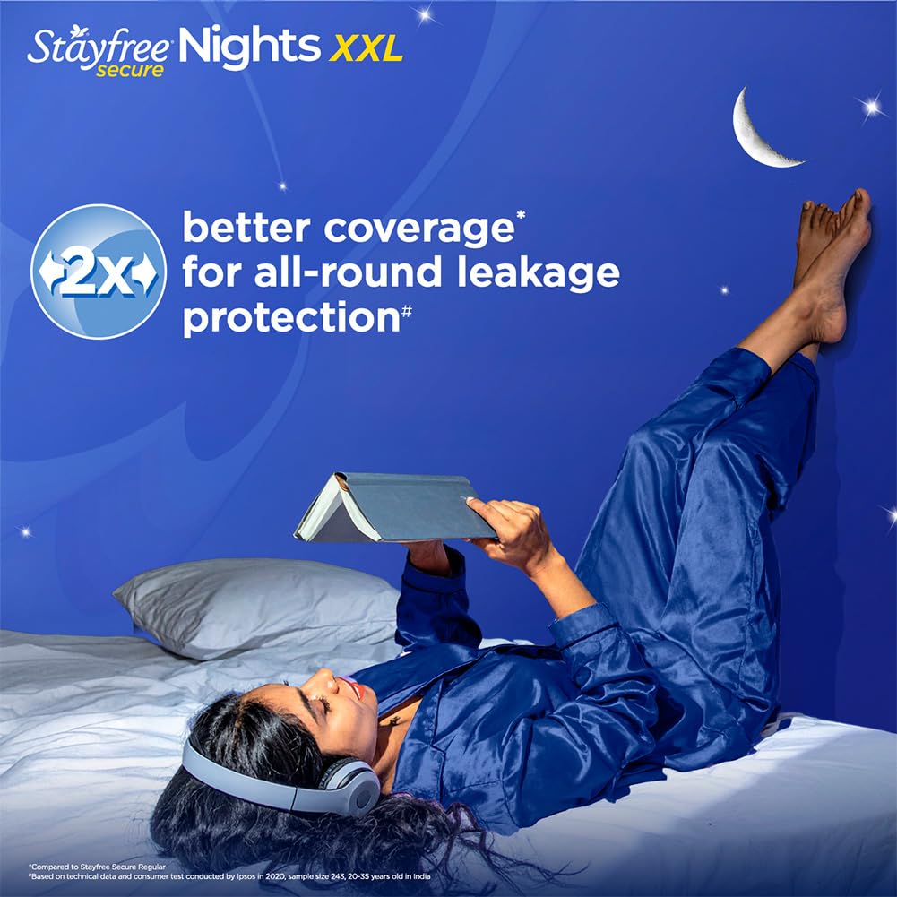 Stayfree Secure Nights XXL Sanitary Pads for Women | 98 Pads Combo Pack| Cottony Soft Cover | Upto 100% leakage protection | Buy XXL at XL price | Absorbs 2x Faster with Wider Back (SFSN40x2+20)