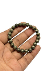 RUDRADIVINE Natural Pyrite Crystal Bracelet for Men & Women | Golden Pyrite Beads Wealth & Protection Bracelet