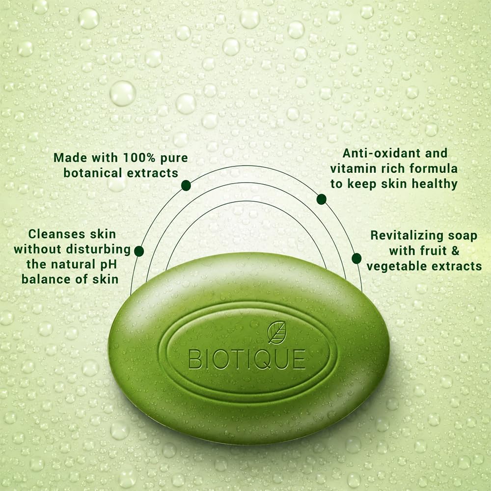 Biotique Basil & Parsley Revitalizing Bathing Bar| Ayurvedic and Organically Pure| Maintains Skin’s Natural pH |100% Botanical Extracts| Suitable for All Skin Types | 150gm 3, 225 g (3 x 75 g)