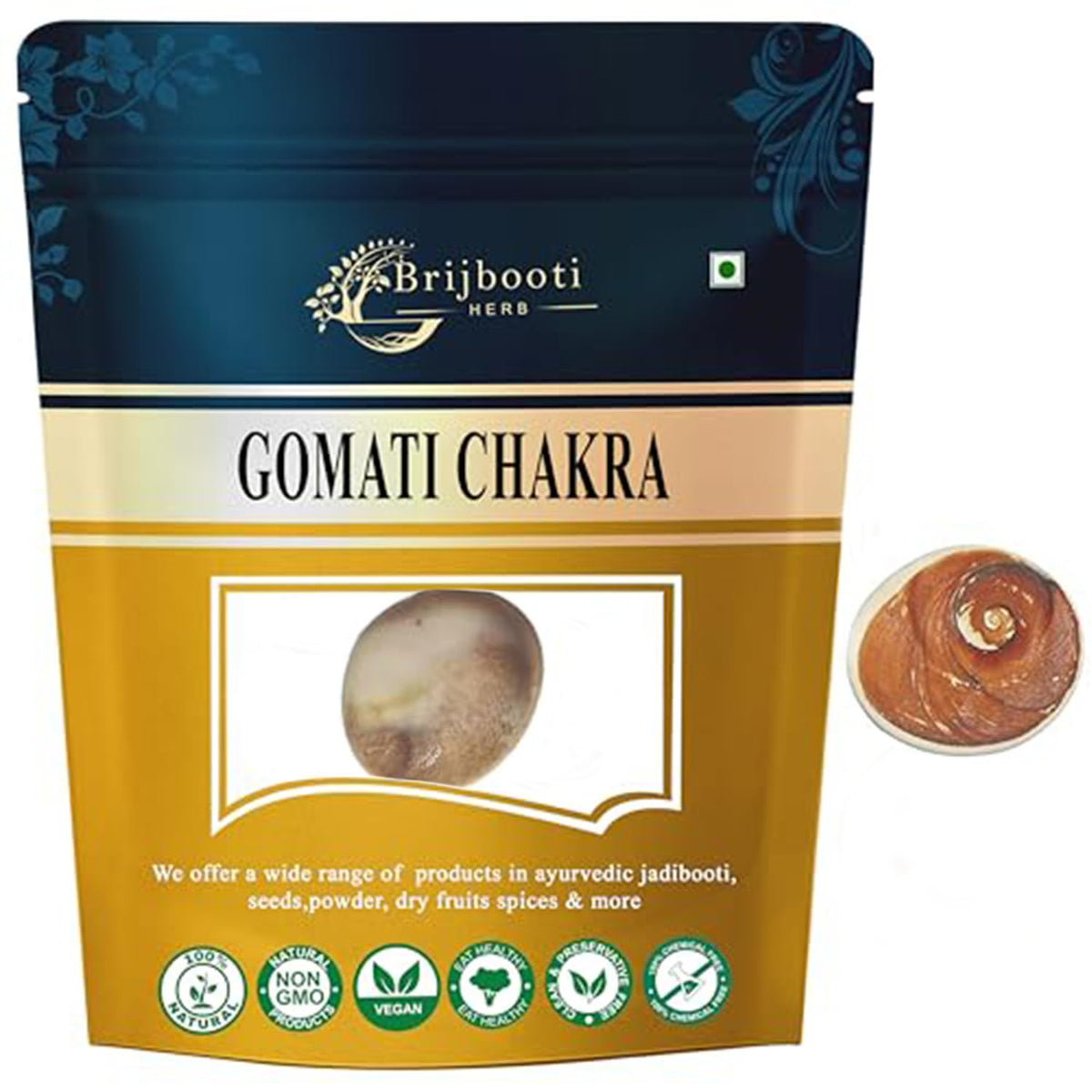 Brijbooti Gomati chakra original 1 Piece - Big Gomati Chakra - River Stones - from Gomathi River Dwarka