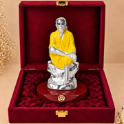 DIVINITI 999 Silver-Plated Sai Baba Idol | Shirdi Sai Murti for Home, Office & Pooja Mandir | Diwali, Housewarming & Spiritual Gift with Premium Gift Box | 9 x 6.5 CM