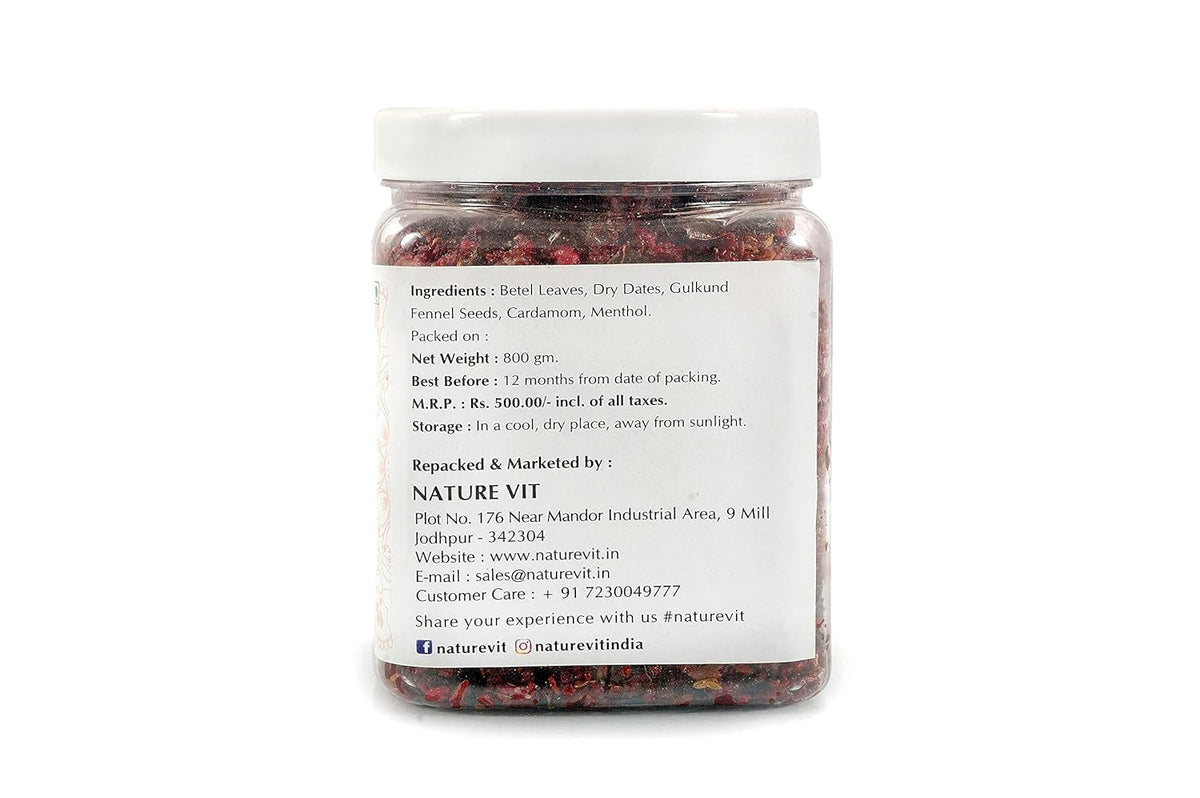 NatureVit Calcutta Meetha Paan Mukhwaas, 800g | Sweet Calcutta Paan Mouth Freshener with Gulkand & Fennel | Natural, Vegetarian, Hygienically Packed
