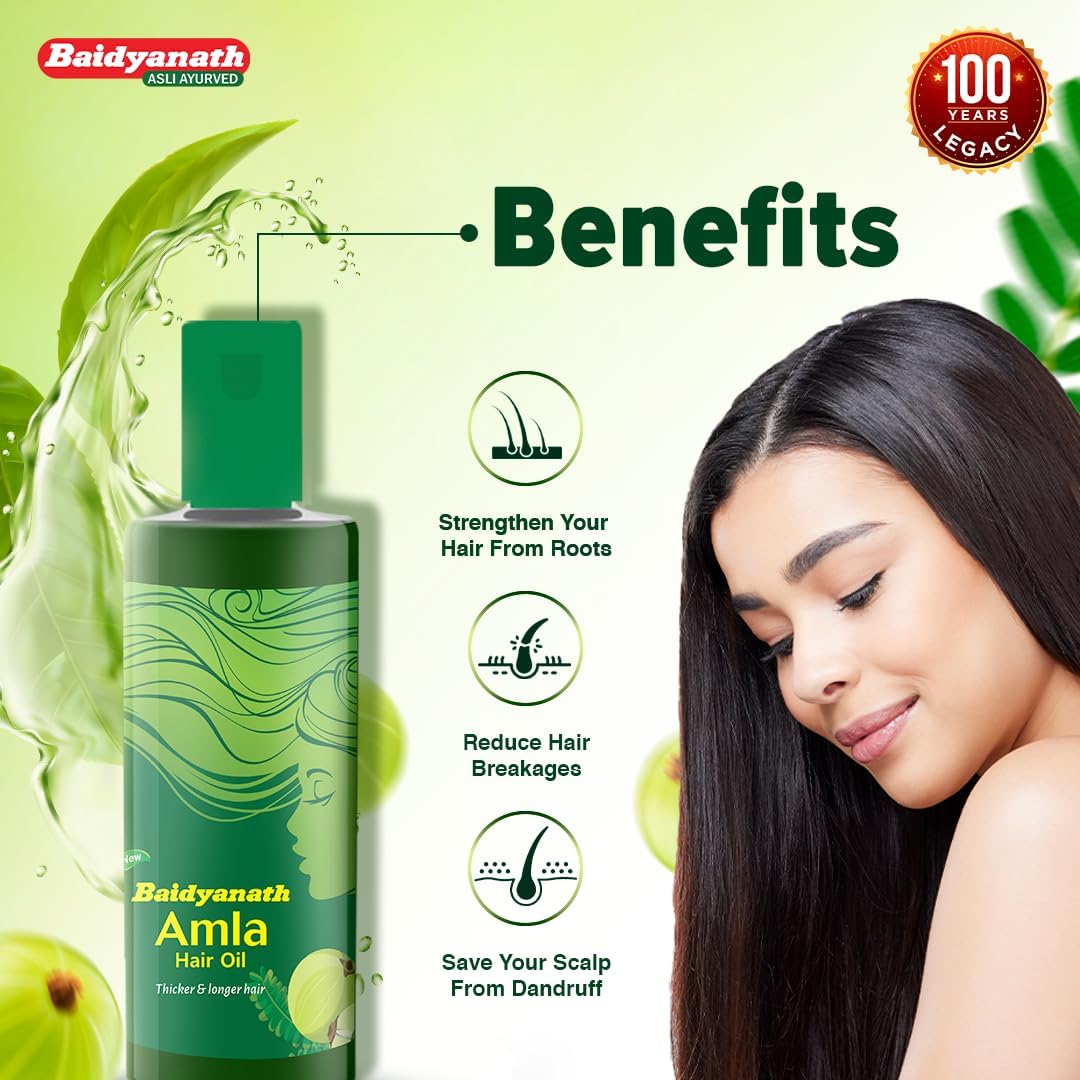 Baidyanath Amla Hair Oil - 200ml | Nourishes Scalp |Controls Hair Fall, Strengthens Hair & Promotes Hair Growth
