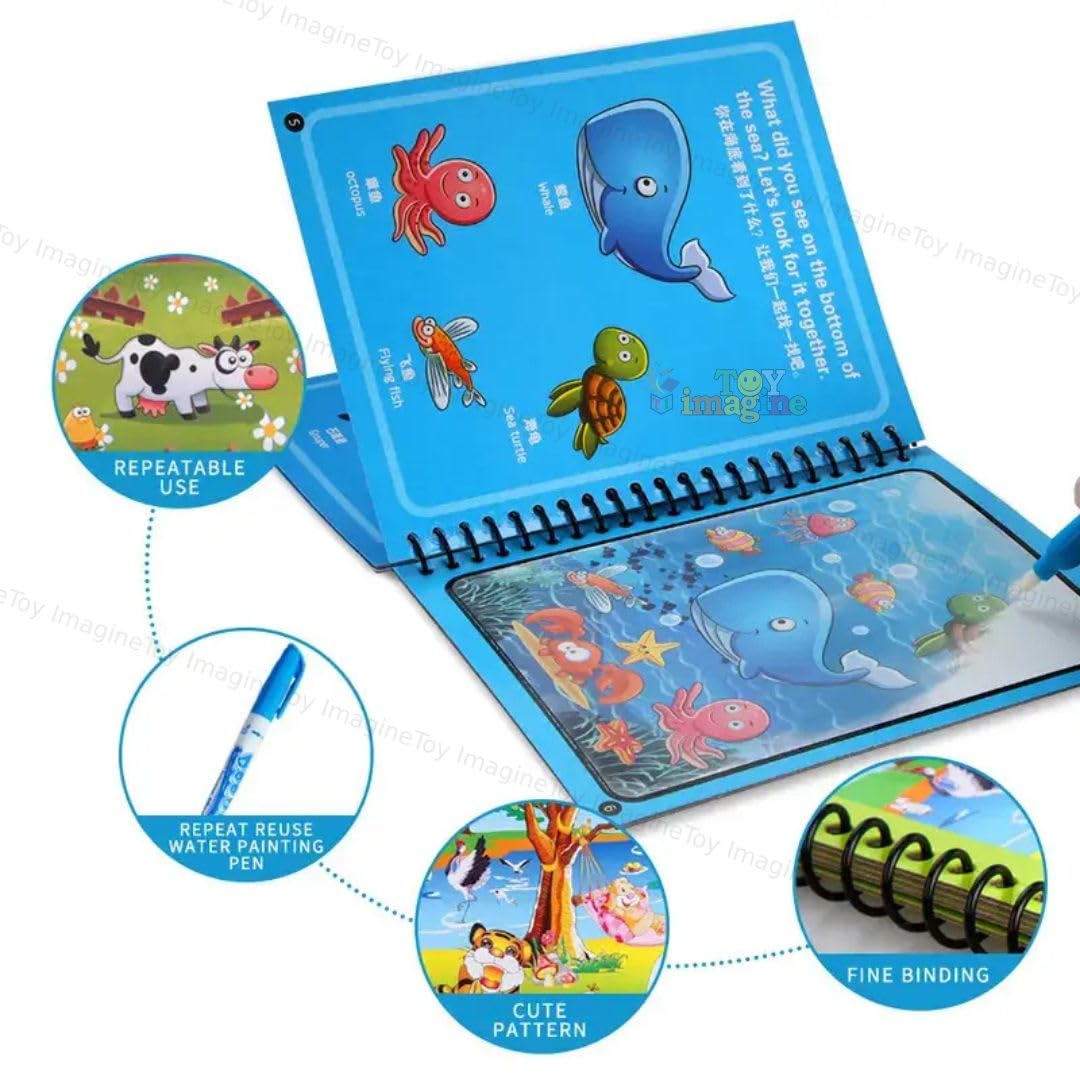 Toy Imagine Magic Water Drawing Book for Kids, Pack of 12