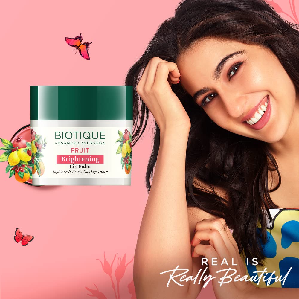 Biotique Fruit Whitening/Brightening Lip Balm | Hydrated and Nourishing Lips| Visibly Lighter Lips | Evens Out Lip Tone | De-pigmentation Balm |100% Botanical Extracts| All Skin Types | 12G