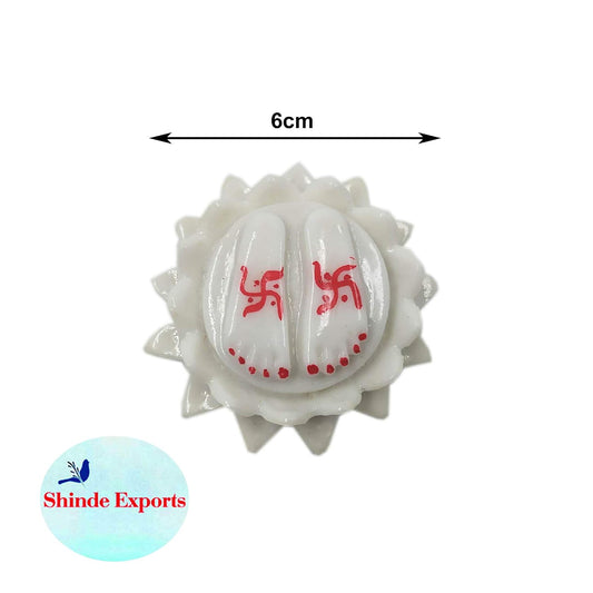 SHINDE EXPORTS Marble Lotus Charan Paduka for Puja (6 cm, White)