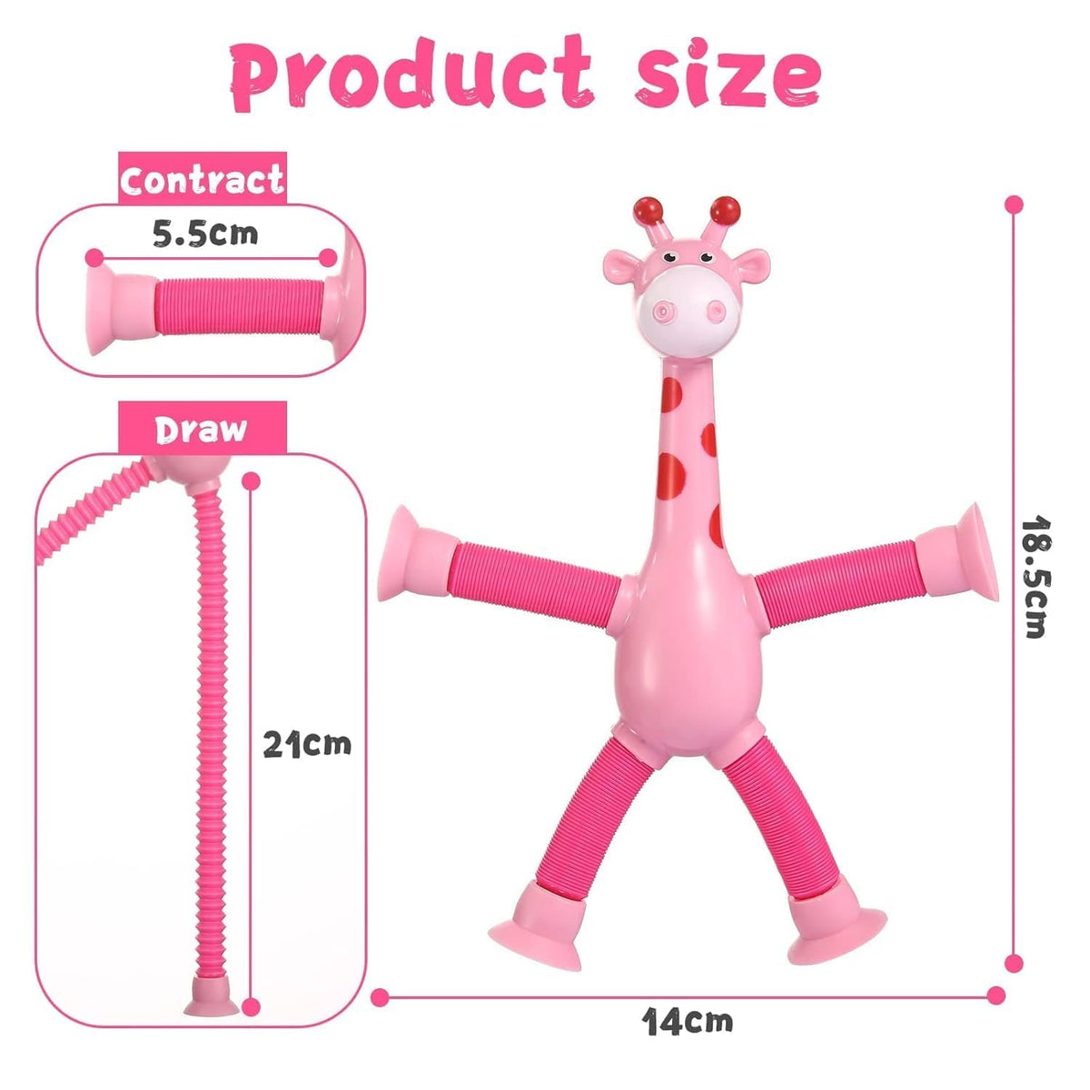 Toy Imagine Telescopic Suction Toys, Giraffe Style, Pack of 4