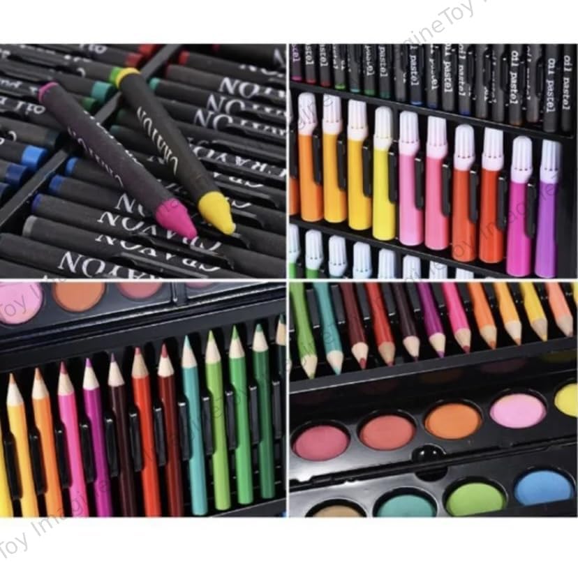 Toy Imagine 168 Pieces Art Set for Kids Drawing Painting Kit | Colour Set with Crayons Markers Oil Pastels Water Colours & Case | Stationery Kit for Kids 6–12 | Art Craft Supplies Gift for Boys & Girls(Assorted)