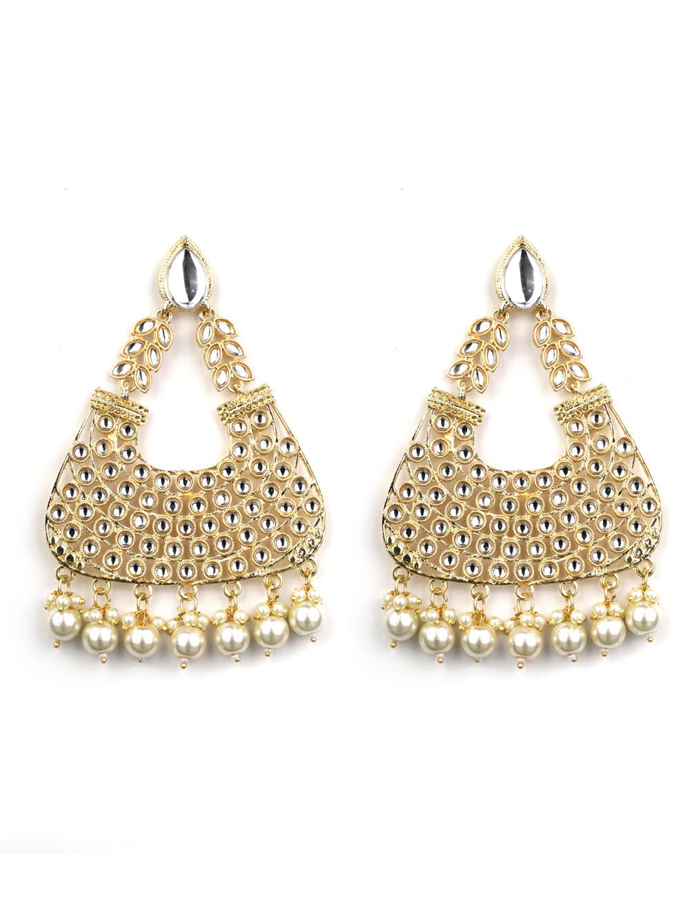 Priyaasi Kundan Studded Gold Plated Party Earrings