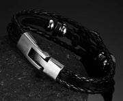 Shining Diva Fashion Leather Multi Strand Bracelet for Men and Boys
