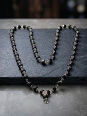RUDRADIVINE Silver Plated Original Karungali Mala (Natural Ebony Wood Beads) – Spiritual Protection Necklace for Men & Women | Meditation, Puja & Negative Energy Protection