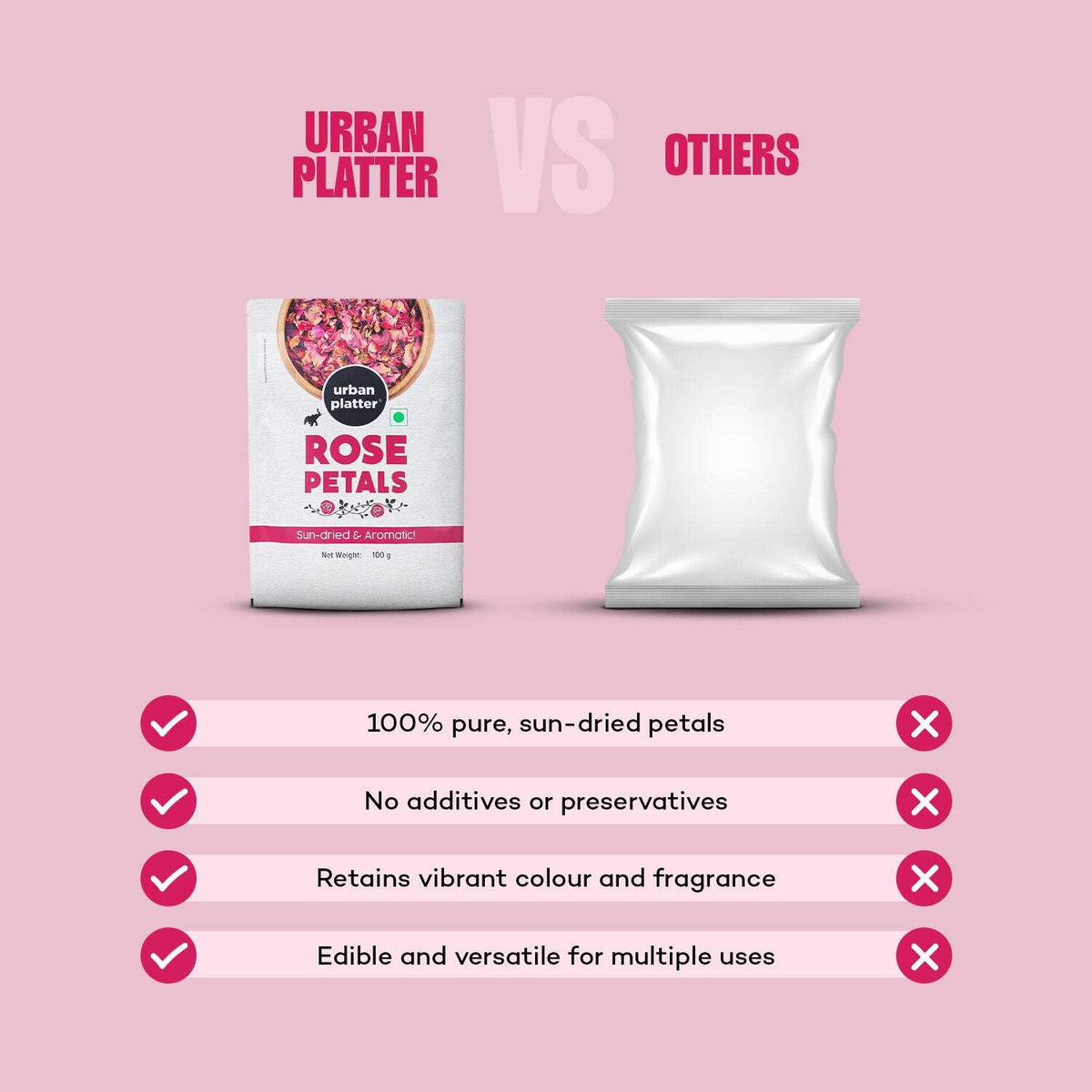 Urban Platter Sun Dried Rose Petals, 100 g