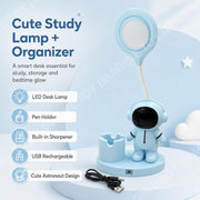 Toy Imagine 3-in-1 Kids LED Desk Lamp USB Rechargeable Night Light with Pen Holder and Pencil Sharpener Cute Astronaut Design Detachable Study Lamp for Girls & Boys Bedroom, Home & School