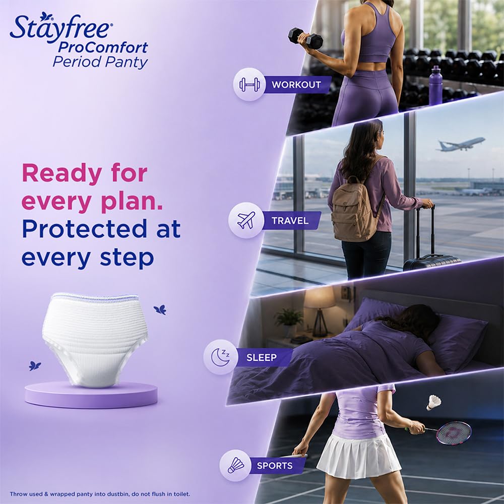 Stayfree ProComfort Period Panty for Women | Disposable Period Pants Pack of 10, L - XL | Air Soft Cover | 360° Leakage Protection for Heavy Flow | Snug Fit | Odour Control
