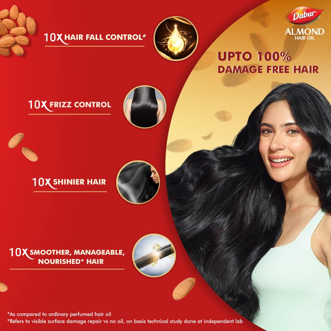 Dabur Almond Hair Oil - with Almond, Vitamin E and Soya Protein (100 ml +50 ml Free )