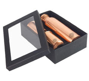 DSH Copper Water Bottle Set for 1 Litre with 2 Glasses (tumblers), Pure Copper Handcrafted, Joint Free, Leak Proof, Travel Purpose and for Ayurvedic Health Benefits (Gift Pack) Matt Finish