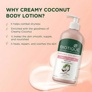 Biotique Creamy Coconut Deep Nourish Body lotion For Extra Dry Skin | Heals, Repairs, and Soothes the Skin | Moisturizing and Skin-Humidifying | 100% Botanical Extracts| All Skin Types | 300ml