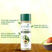 Biotique Cado Stress Relief Avocado Stress Relief Body Massage Oil | Heals and Hydrates dry skin | 100% Botanical Extracts | Suitable for All Skin Types | 200ml