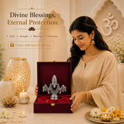 DIVINITI 999 Silver Plated Tirupati Balaji Face Idol with Gift Box, 13 cm